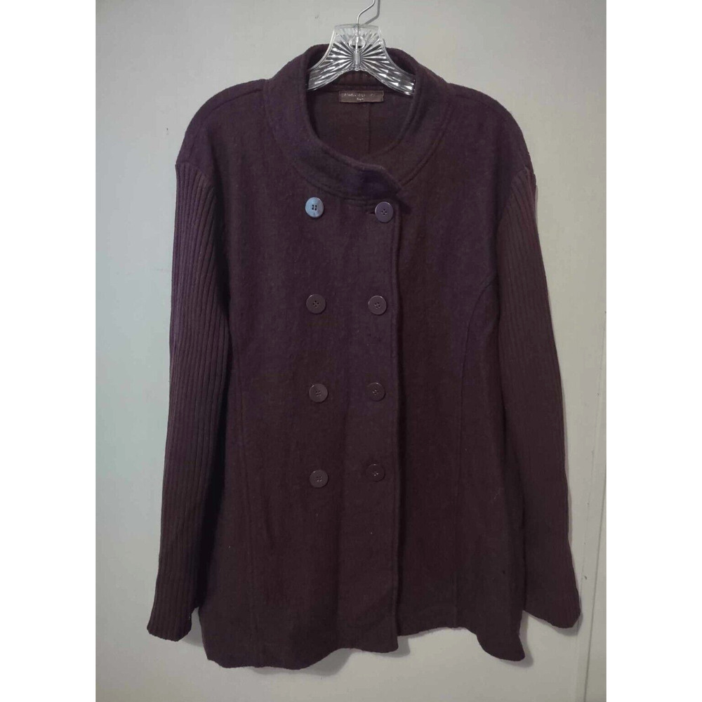 Women's Dark Purple Wool Button Up Sweater Size XL *See Measurements*